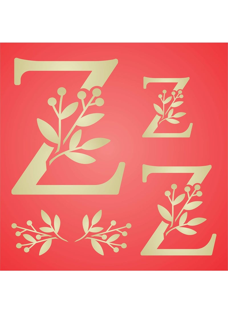 Usnyabni Flower Monogram Z Stencil - Stencils for Walls Original Leaf Flower Initial 3 Sizes on One Sheet - 2" 3" and 4.5" Tall  - Image 2