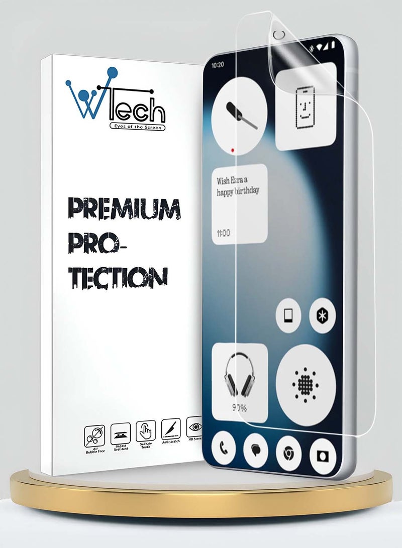 Wtech Nothing Phone (3a) Lite 5G 2025 Premium Hydrogel Film Thin and Flexible Screen Protector (MSHFMN) - Clear - Image 1