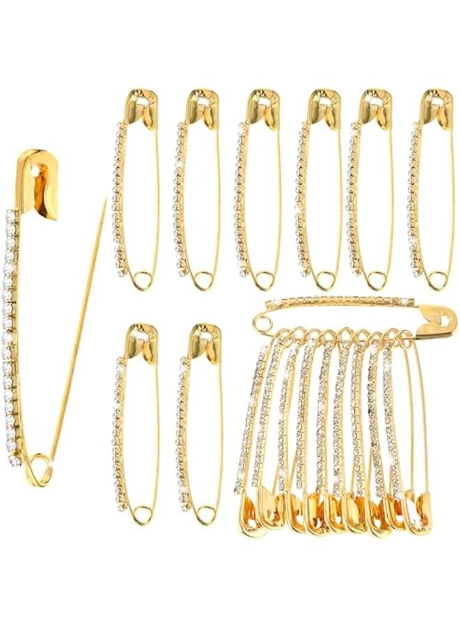 Generic 24PCS Gold Rhinestone Safety Pins, Gold Brooch Sweater Shawl Clips Faux Crystal Brooches Shiny Brooch Pins for Women - Image 1