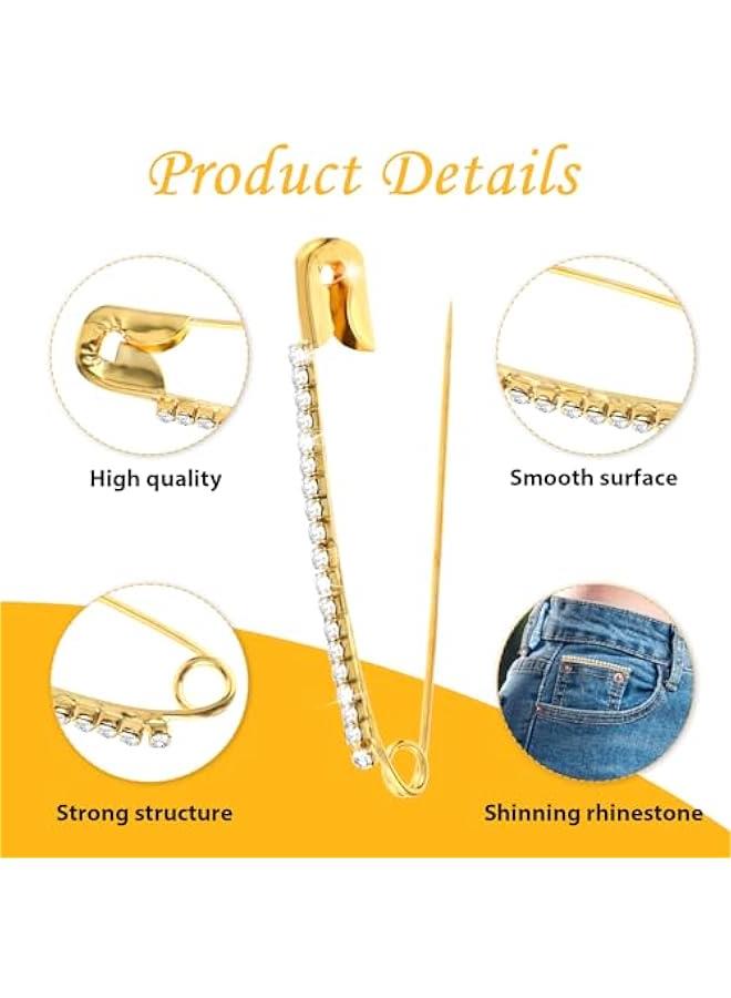 Generic 24PCS Gold Rhinestone Safety Pins, Gold Brooch Sweater Shawl Clips Faux Crystal Brooches Shiny Brooch Pins for Women - Image 3