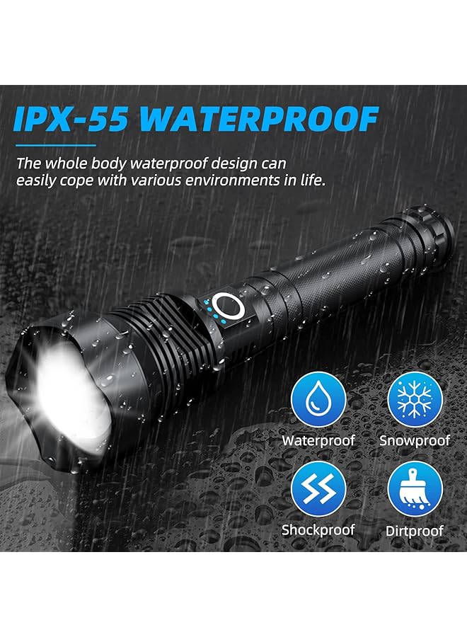 Rechargeable Led Flashlight High Lumens 15000 High Lumens Tactical Flashlights P70.2 LED Super Bright Flashlight Zoomable 3 Modes Waterproof Flashlight for Emergencies - Image 4