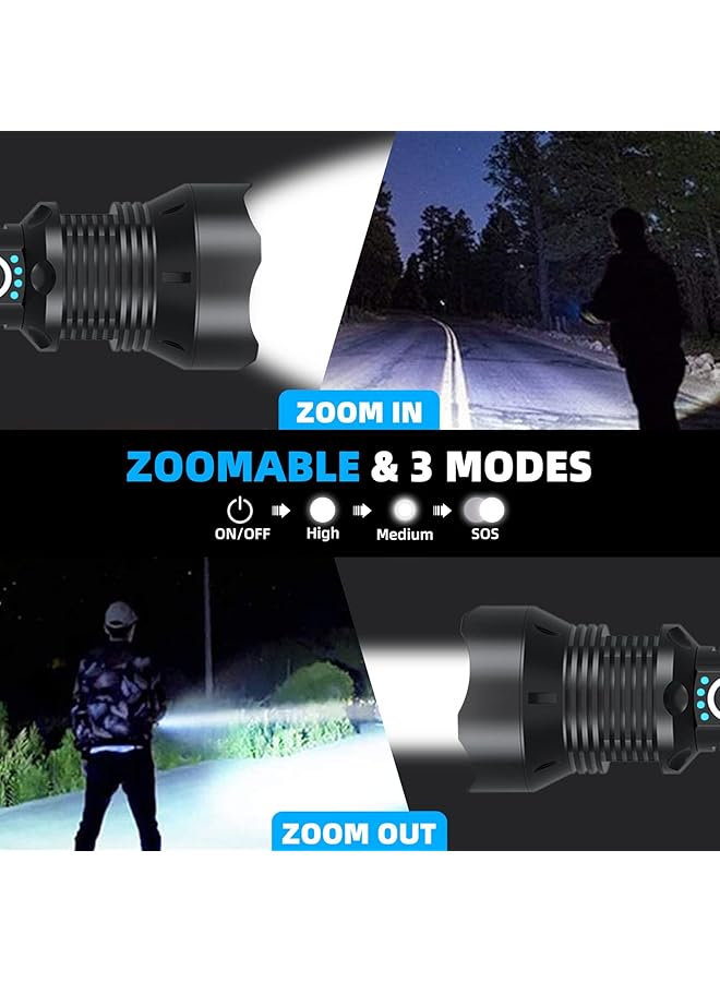 Rechargeable Led Flashlight High Lumens 15000 High Lumens Tactical Flashlights P70.2 LED Super Bright Flashlight Zoomable 3 Modes Waterproof Flashlight for Emergencies - Image 3