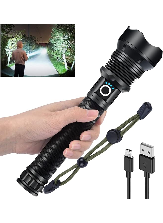 Rechargeable Led Flashlight High Lumens 15000 High Lumens Tactical Flashlights P70.2 LED Super Bright Flashlight Zoomable 3 Modes Waterproof Flashlight for Emergencies - Image 1
