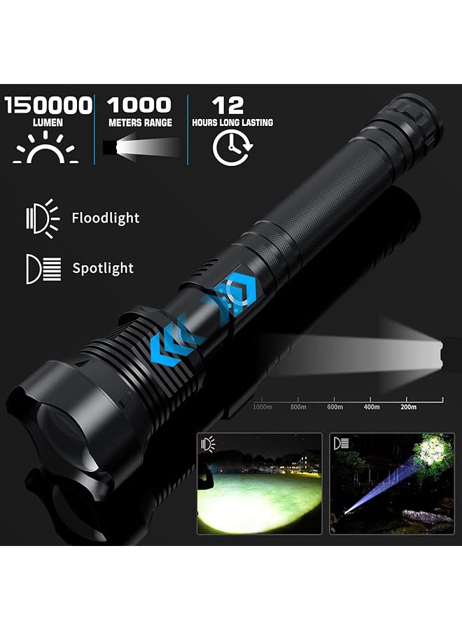 Rechargeable Led Flashlight High Lumens 15000 High Lumens Tactical Flashlights P70.2 LED Super Bright Flashlight Zoomable 3 Modes Waterproof Flashlight for Emergencies - Image 2