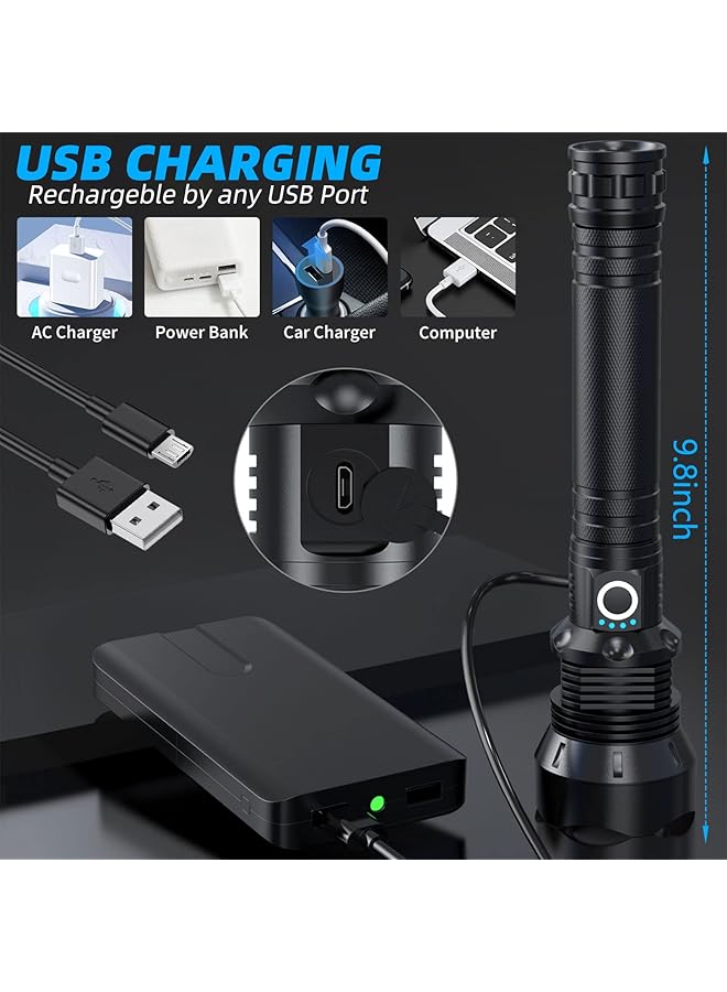 Rechargeable Led Flashlight High Lumens 15000 High Lumens Tactical Flashlights P70.2 LED Super Bright Flashlight Zoomable 3 Modes Waterproof Flashlight for Emergencies - Image 5