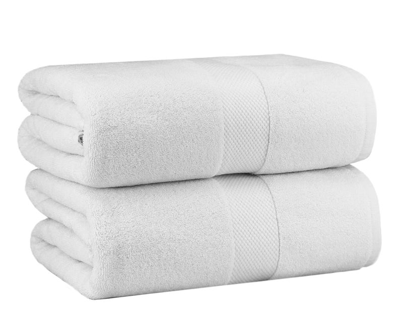 COTTON CRAFT Hotel Spa Luxury Bath Sheet - 2 Pack - Oversized Extra Large 40 x 80 - Heavyweight 700 GSM 2 Ply Ringspun Cotton - Soft Absorbent Everyday Use Home Bath Easy Care Towel Set - White - Image 1