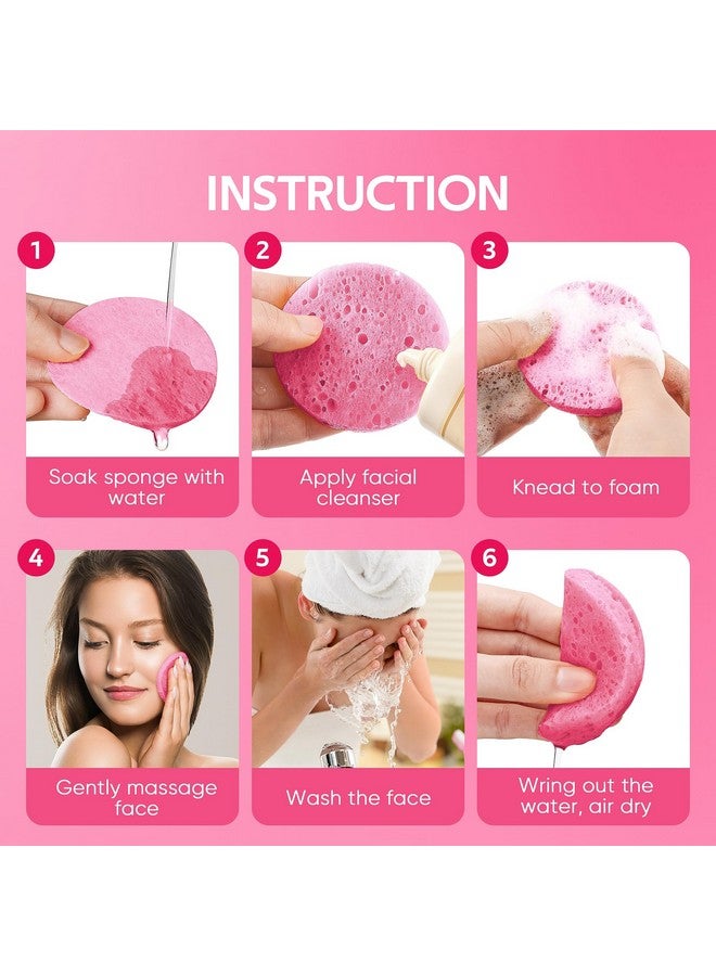 GAINWELL 50-Count Compressed Facial Sponges For Daily Facial Cleansing And Exfoliating, 100％ Natural Cosmetic Spa Sponges For Makeup Remover, Reusable, Pink - Image 2