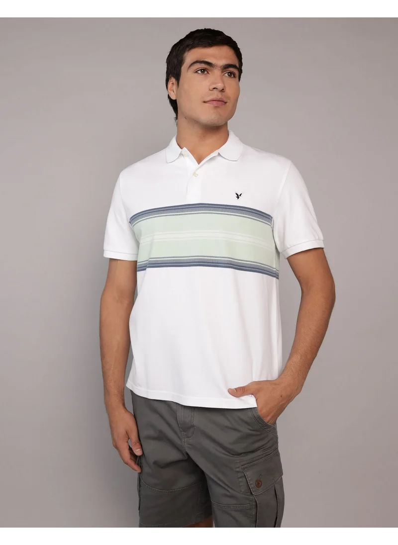امريكان ايجل AE Logo Striped Polo Shirt