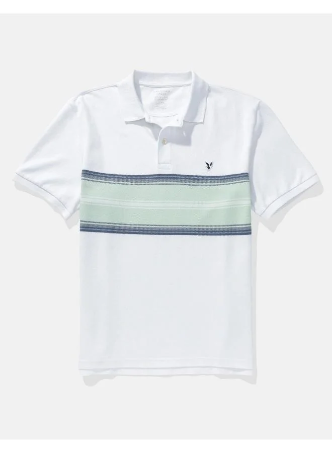 American Eagle AE Logo Striped Polo Shirt