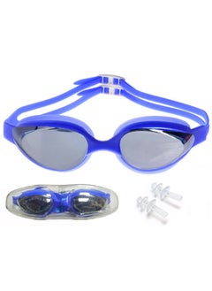 Dolphin G-102 Anti-Fog Swim Goggles Mirror Lens With Box & Ear Plugs, Blue 