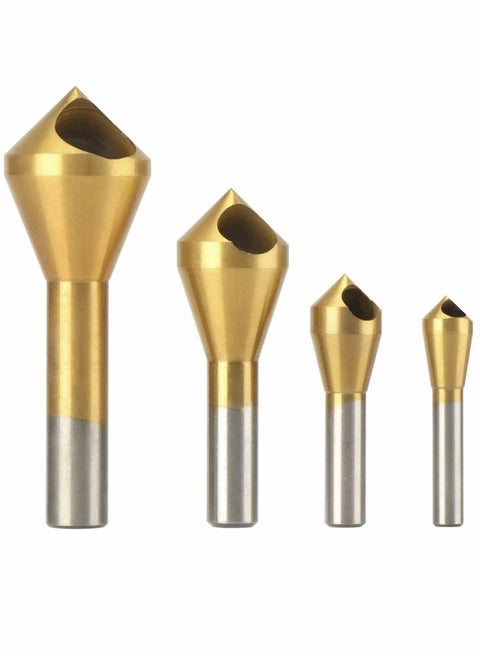 Titanium Coated Countersink Chamfer Tool Deburring Tool Set Metal Wood Drill Bits Business 4pcs