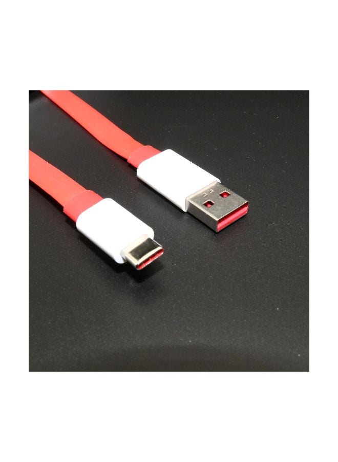 ون بلس كابل شحن مسطح بمنفذ Type-C للوحة السيارة أحمر - Image 4