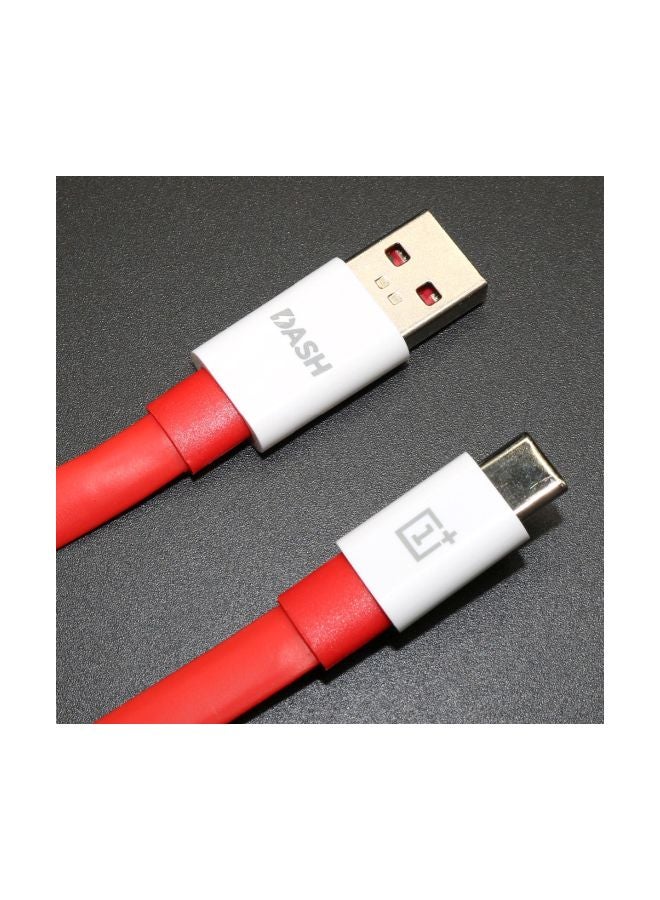 ون بلس كابل شحن مسطح بمنفذ Type-C للوحة السيارة أحمر - Image 3