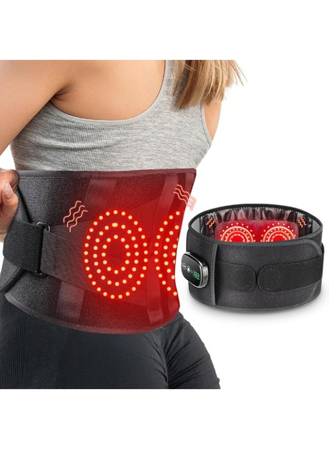 حزام علاجي للخصر بالضوء الأحمر، مناسب لكامل الجسم، حزام علاجي لاسلكي بالأشعة تحت الحمراء للخصر مع وظائف التسخين والتدليك بالاهتزاز، جهاز تدليك محمول للخصر، مناسب للظهر والخصر، علاج بالضوء الأحمر، للجنسين، مع حزام تمديد (أسود). - Image 1