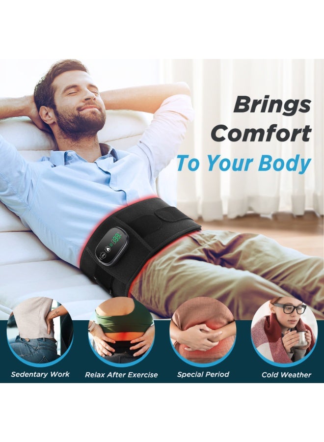 حزام علاجي للخصر بالضوء الأحمر، مناسب لكامل الجسم، حزام علاجي لاسلكي بالأشعة تحت الحمراء للخصر مع وظائف التسخين والتدليك بالاهتزاز، جهاز تدليك محمول للخصر، مناسب للظهر والخصر، علاج بالضوء الأحمر، للجنسين، مع حزام تمديد (أسود). - Image 3