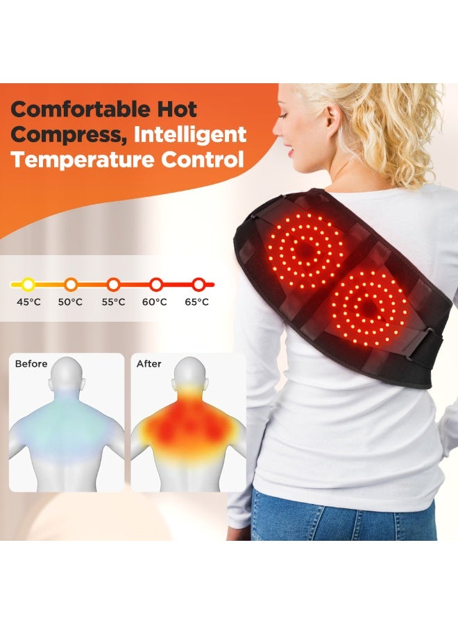 حزام علاجي للخصر بالضوء الأحمر، مناسب لكامل الجسم، حزام علاجي لاسلكي بالأشعة تحت الحمراء للخصر مع وظائف التسخين والتدليك بالاهتزاز، جهاز تدليك محمول للخصر، مناسب للظهر والخصر، علاج بالضوء الأحمر، للجنسين، مع حزام تمديد (أسود). - Image 4