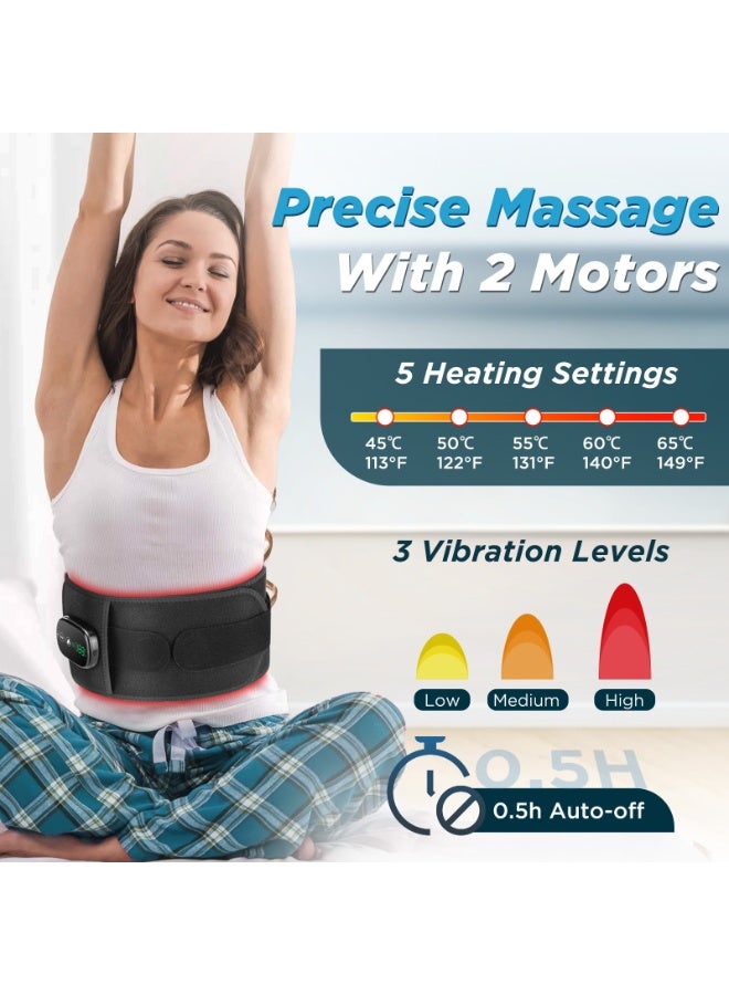 حزام علاجي للخصر بالضوء الأحمر، مناسب لكامل الجسم، حزام علاجي لاسلكي بالأشعة تحت الحمراء للخصر مع وظائف التسخين والتدليك بالاهتزاز، جهاز تدليك محمول للخصر، مناسب للظهر والخصر، علاج بالضوء الأحمر، للجنسين، مع حزام تمديد (أسود). - Image 5