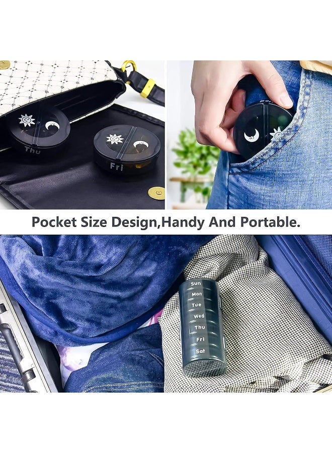 ECVV Daily Pill Organizer 2 Times a Day - Weekly AM/PM Pill Box, Round Medicine Organizer, Large Capacity 7 Day Pill Cases Vitamin Organizer for Vitamin Fish Oils Supplement - Image 5