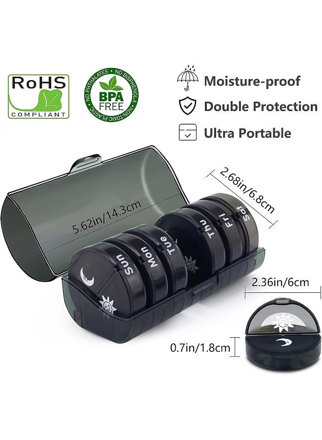 ECVV Daily Pill Organizer 2 Times a Day - Weekly AM/PM Pill Box, Round Medicine Organizer, Large Capacity 7 Day Pill Cases Vitamin Organizer for Vitamin Fish Oils Supplement - Image 3