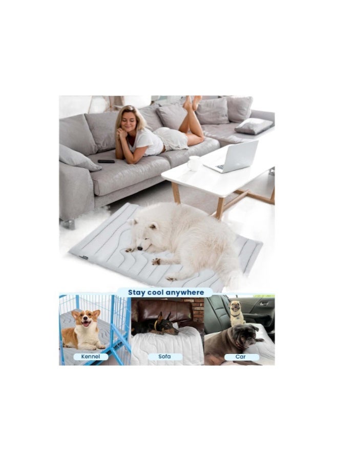 general Dog Cooling Mat, Cooling Mat for Dogs, Breathable Dog Bed with Non-Slip Design, Portable & Washable Pet Pad for Indoor, Outdoor, Crate, Summer Cat Bed, Cool Pet Pad, Gel-Free, 21"x27" - Image 5