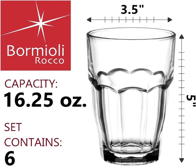 Bormioli Rocco Rock Bar 16.25-Ounce Stackable Beverage Glasses, Set of 6 - Image 2