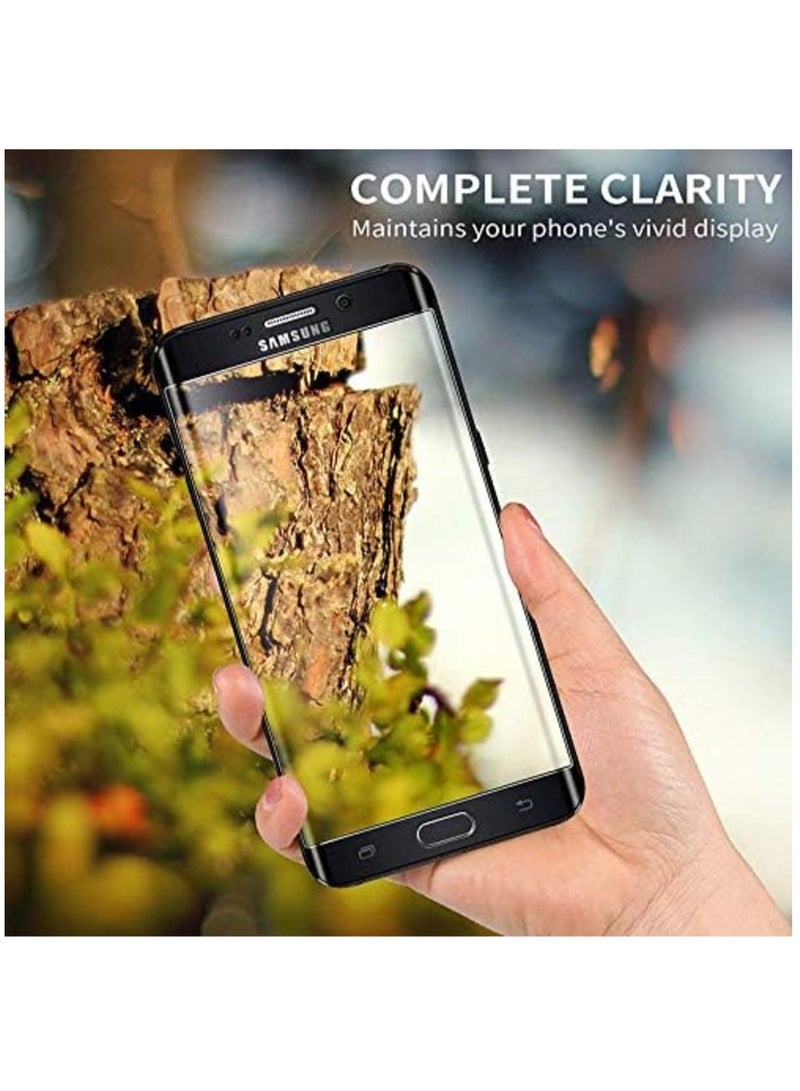 تيمبرد غلاس واقي شاشة ذو حافة سوداء من الزجاج المقوى متوافق مع هاتف Samsung Galaxy S6 Edge - Image 4