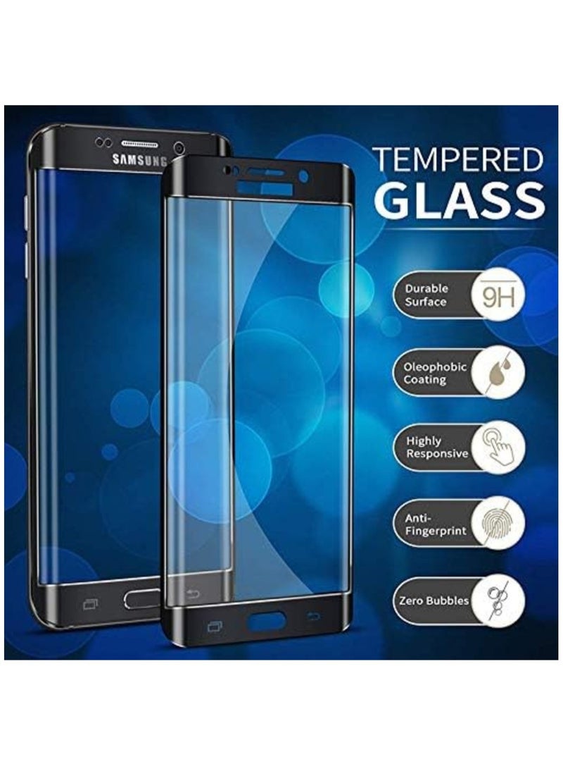 تيمبرد غلاس واقي شاشة ذو حافة سوداء من الزجاج المقوى متوافق مع هاتف Samsung Galaxy S6 Edge - Image 2