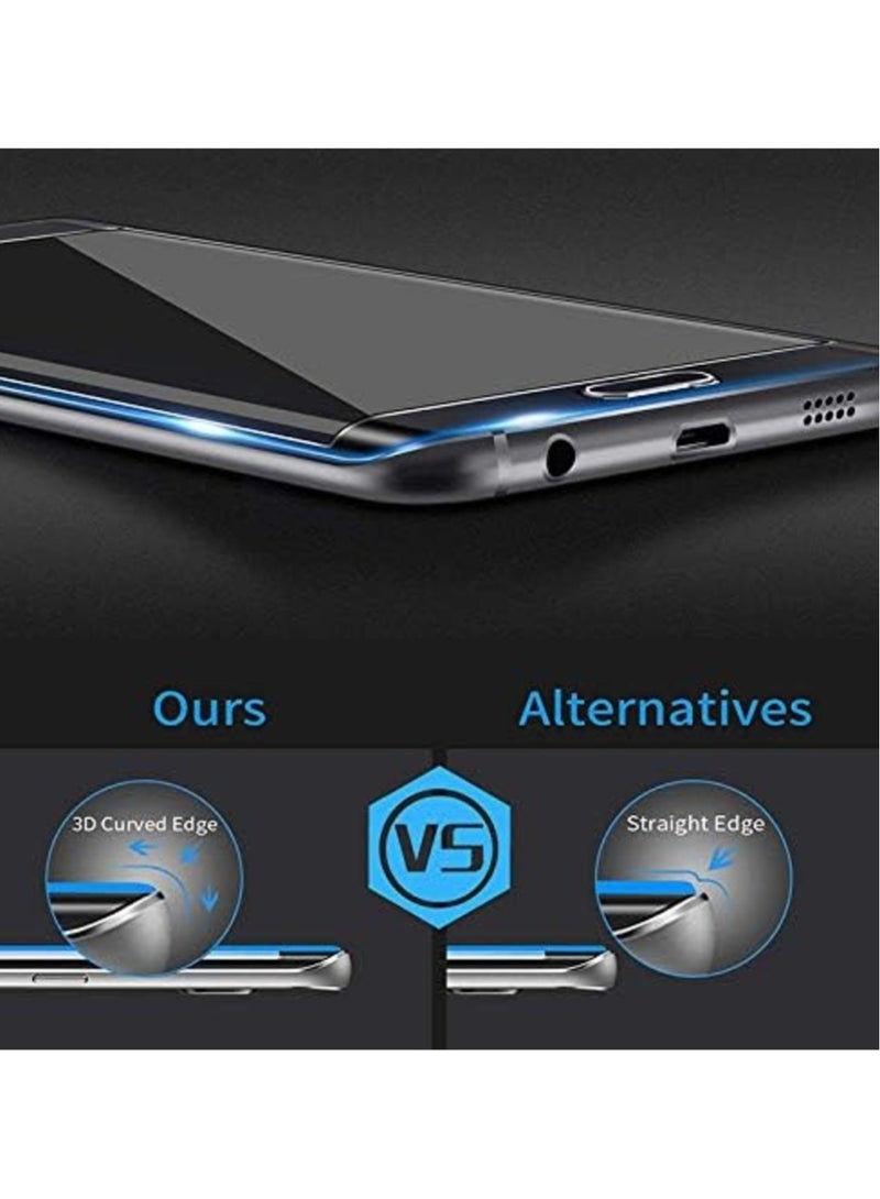 تيمبرد غلاس واقي شاشة ذو حافة سوداء من الزجاج المقوى متوافق مع هاتف Samsung Galaxy S6 Edge - Image 3