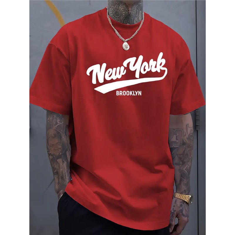 Jacket Plus Size T-Shirt Short Sleeve New York Letter Printing Summer Men'S Clothing - Image 1