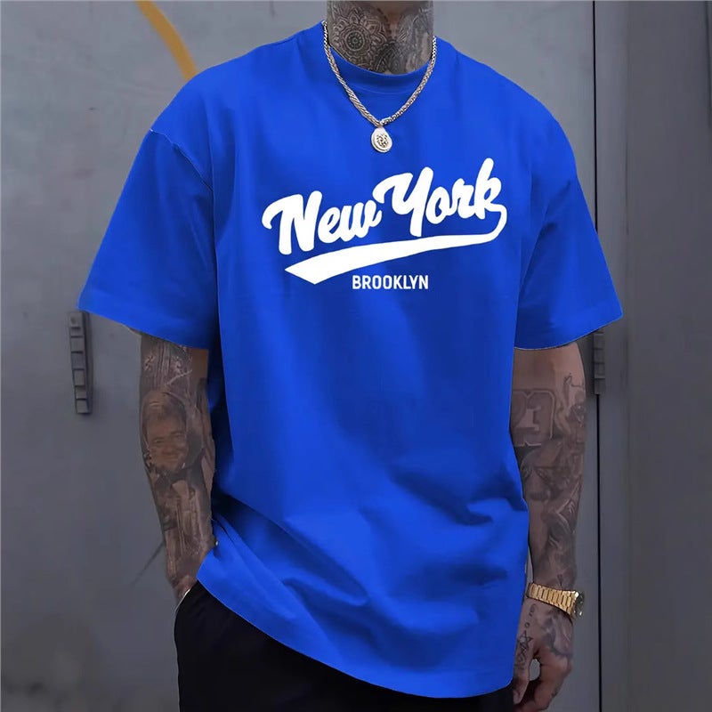 Jacket Plus Size T-Shirt Short Sleeve New York Letter Printing Summer Men'S Clothing - Image 5