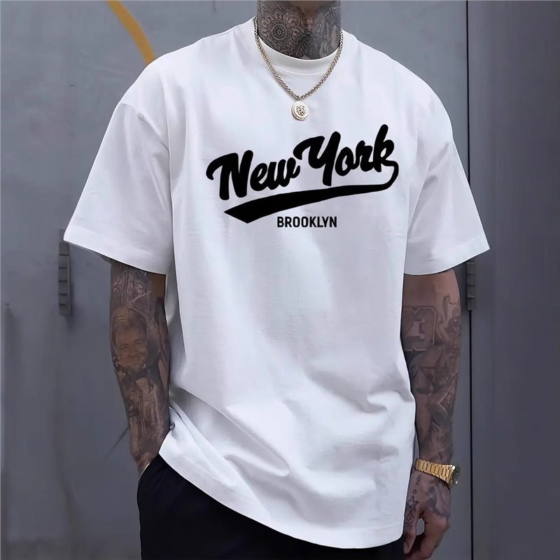 Jacket Plus Size T-Shirt Short Sleeve New York Letter Printing Summer Men'S Clothing - Image 3