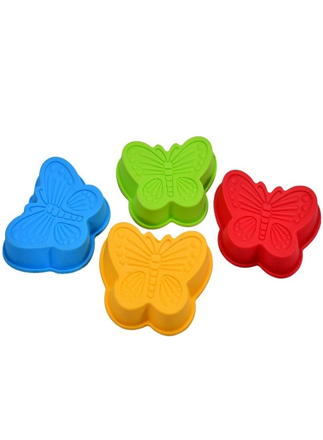 VIRTUEV Butterfly Shape Cake Cup Liners I Silicone Baking Cups I Muffin Cupcake Cases I Microwave or Oven Tray Safe I Molds for Handmade Soap, Biscuit, Chocolate, Muffins, Jelly Pack of 4 - Image 1