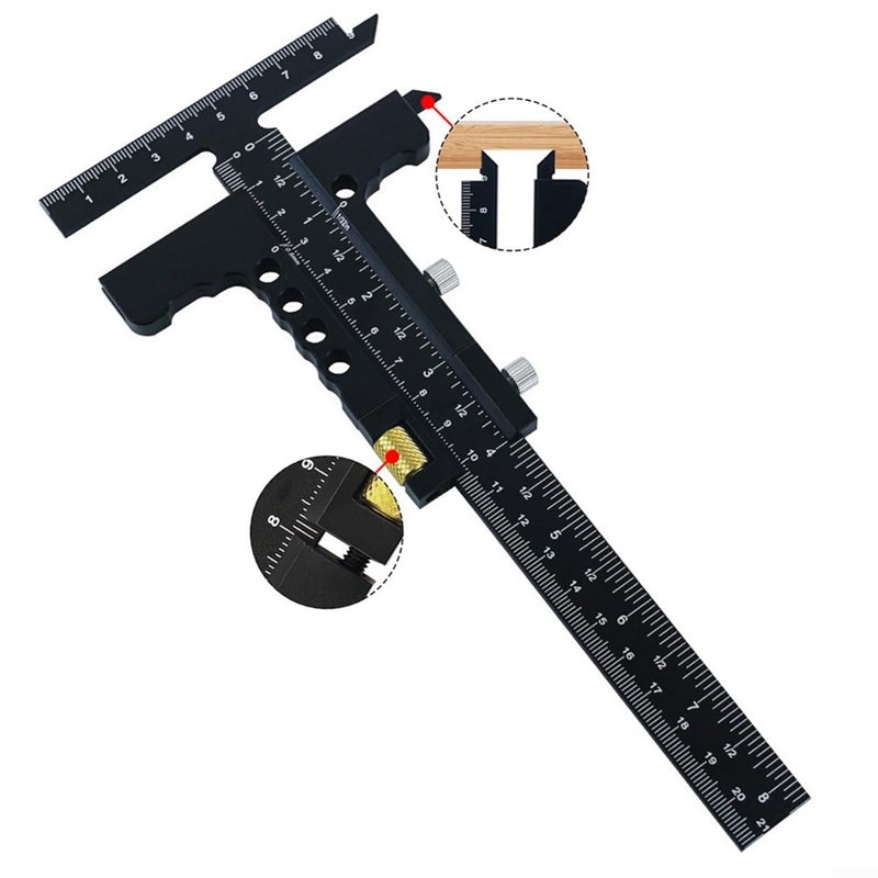 Aluminum Alloy Woodworking Scriber Gauge T Square Measuring Ruler Tool Size B 229X90mm - Image 4
