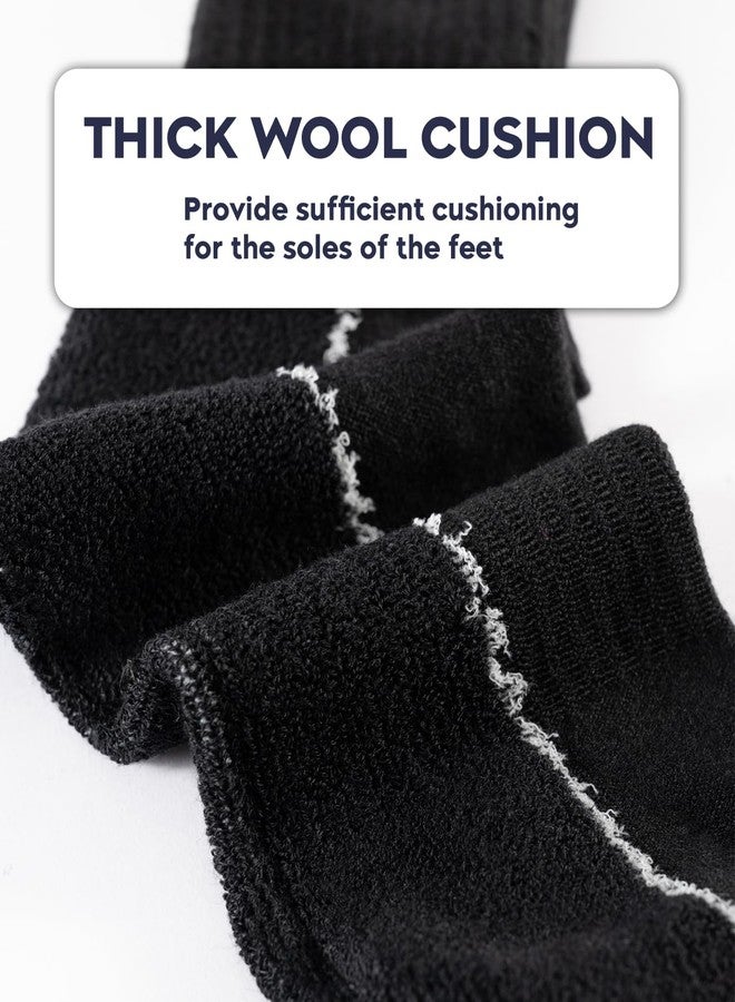 LIXIA Merino Wool Hiking Socks for Men & Women - Thick Thermal Cushion for Winter,Anti-Blister,Moisture-Wicking,Anti-Odour(2 Pairs Black/Men 7-11) - Image 4