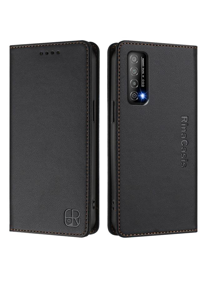 زبون جراب لهاتف Huawei Enjoy 20 SE / Huawei Y7a RC01، جراب هاتف جلدي مزدوج الطي مزود بخاصية الشفط المغناطيسي بتقنية RFID - Image 2