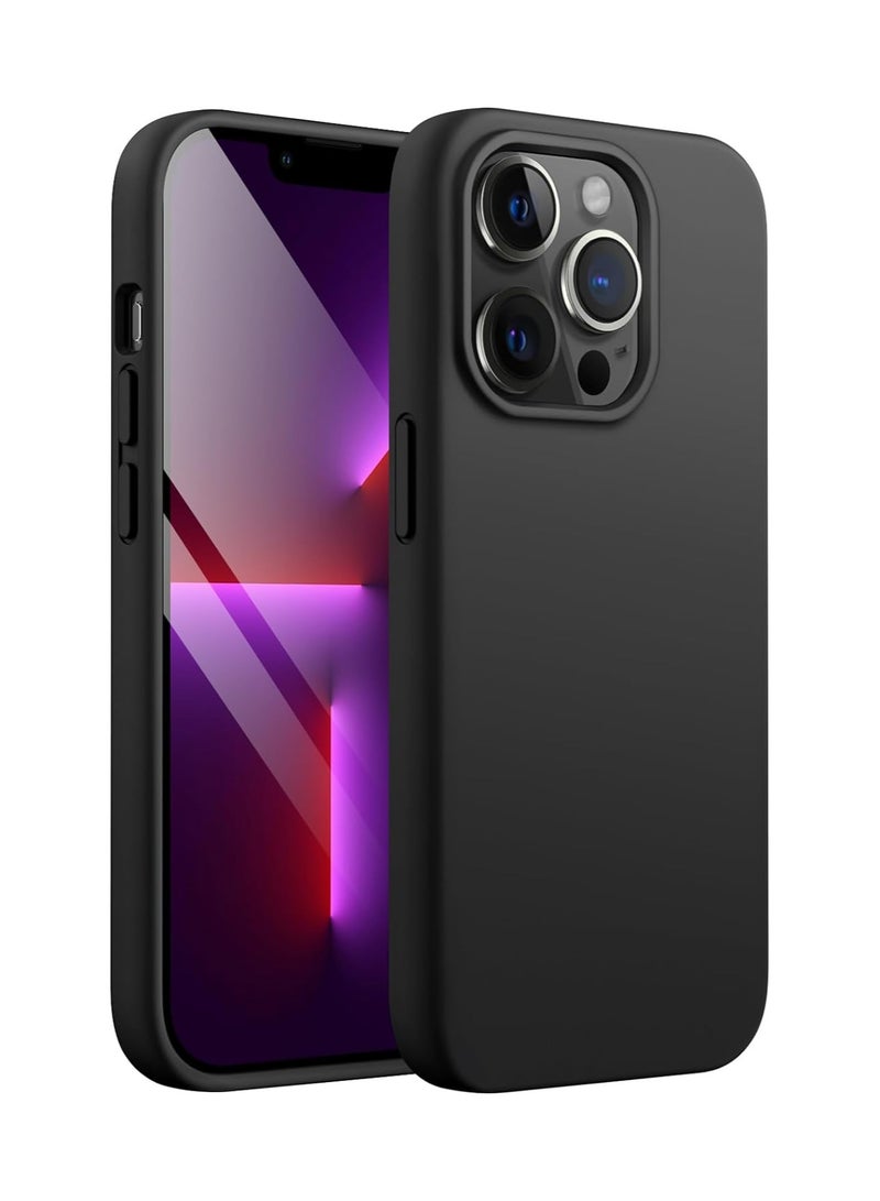 أكاليكس جراب سيليكون متوافق مع iPhone 13 Pro Max، جراب هاتف سيليكون سائل رفيع مع بطانة TPU ناعمة مقاومة للصدمات من 3 طبقات (أسود) - Image 1