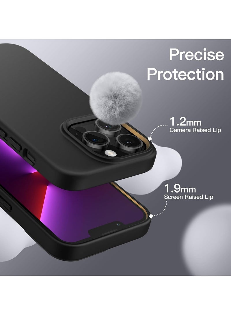 أكاليكس جراب سيليكون متوافق مع iPhone 13 Pro Max، جراب هاتف سيليكون سائل رفيع مع بطانة TPU ناعمة مقاومة للصدمات من 3 طبقات (أسود) - Image 4