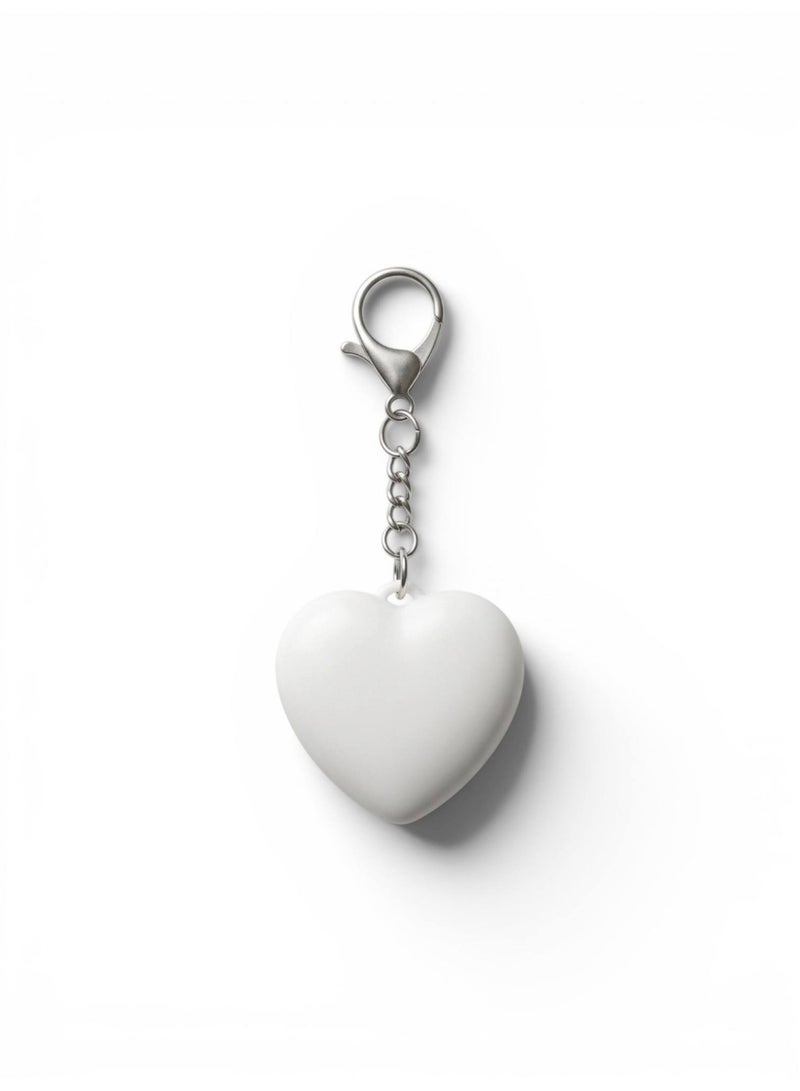 LED Heart Keychain, Tap to Light Car Key Accessory & Bag Charm - White - Image 2
