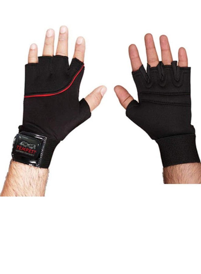 Tempest Neoprene Sports Gym Gloves for Men and Women with Wrist Support Band for Weight Lifting and Exercise (Black, Free Size) - Image 1