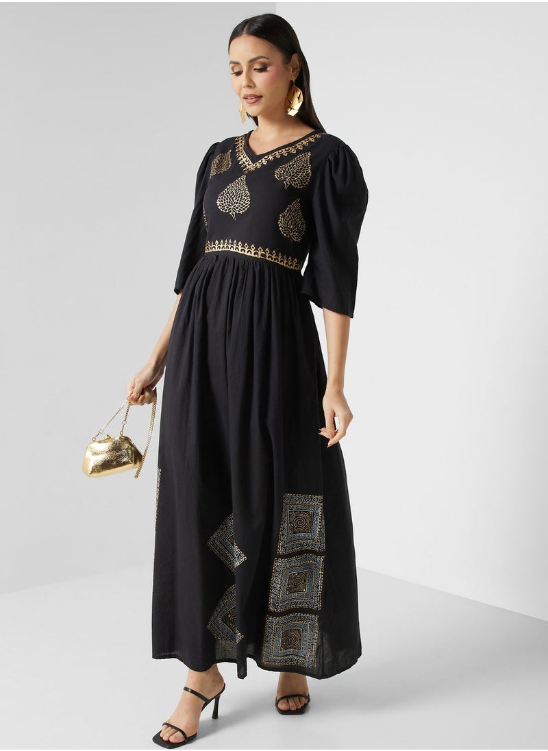 ARABIAN CLOSET - Embroidered Tiered Jalabiya - Image 1