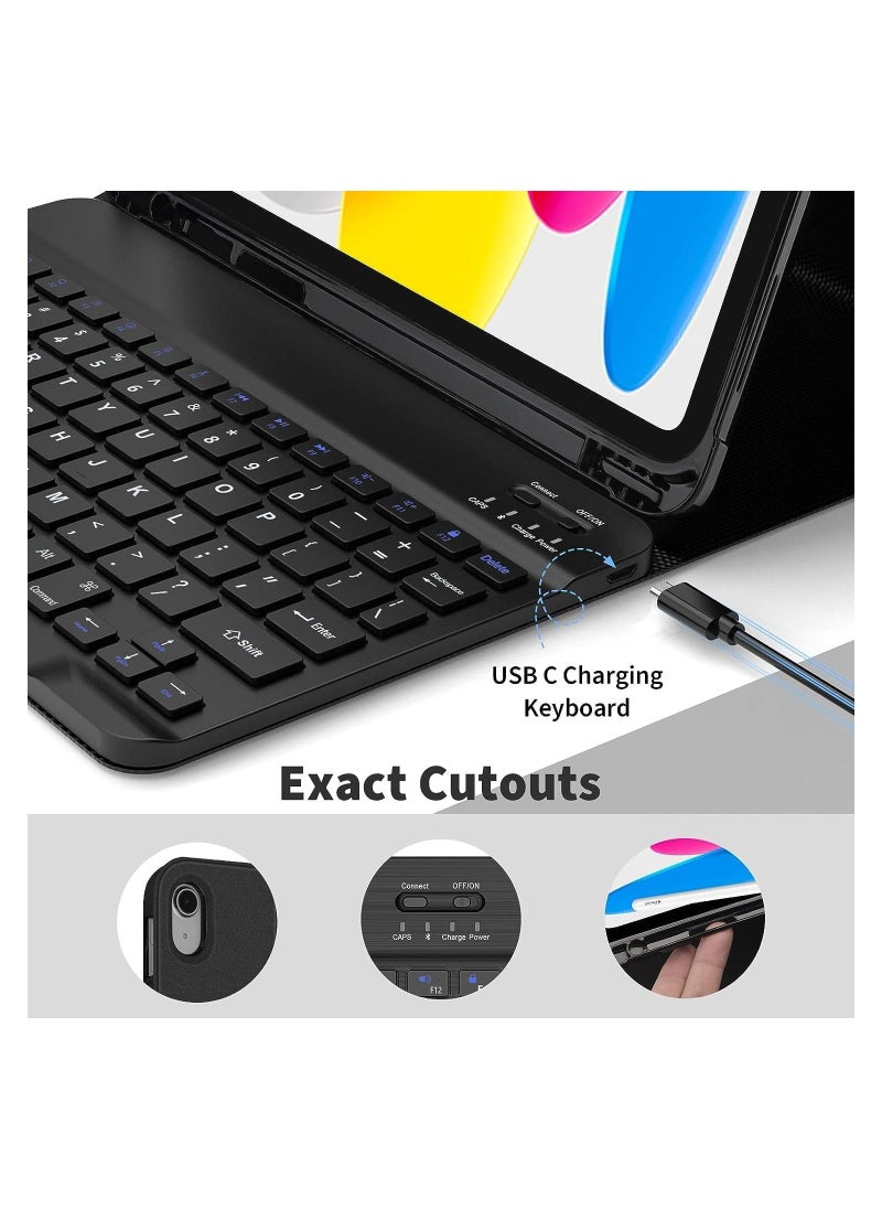 ELTRAZONE Keyboard Case for iPad 10.9-inch 10th Generation 2022 Smart Protective Cover with Detachable Bluetooth Keyboard and Pencil Holder for iPad 10th Gen - Image 3