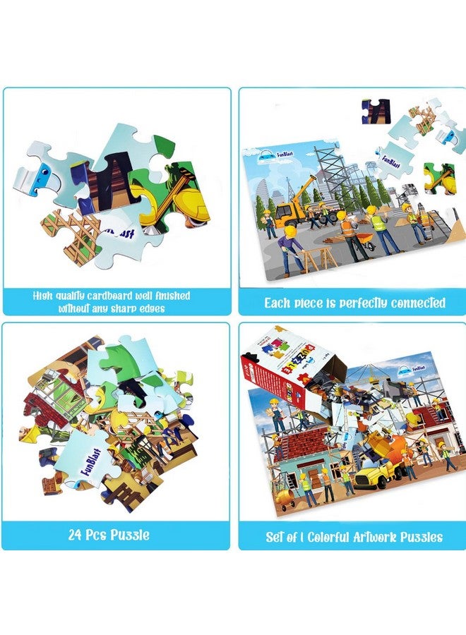FunBlast Jigsaw Puzzles for Kids, Building Construction Jigsaw Puzzles for Kids, Floor Puzzle for Children, Learning & Educational Jigsaw Puzzle Toys, 24 Pcs Puzzle (Multicolor) (Set-D) - Image 3
