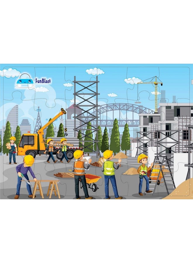 FunBlast Jigsaw Puzzles for Kids, Building Construction Jigsaw Puzzles for Kids, Floor Puzzle for Children, Learning & Educational Jigsaw Puzzle Toys, 24 Pcs Puzzle (Multicolor) (Set-D) - Image 1