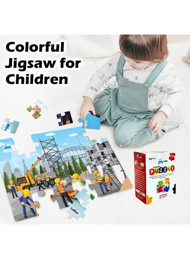FunBlast Jigsaw Puzzles for Kids, Building Construction Jigsaw Puzzles for Kids, Floor Puzzle for Children, Learning & Educational Jigsaw Puzzle Toys, 24 Pcs Puzzle (Multicolor) (Set-D) - Image 5
