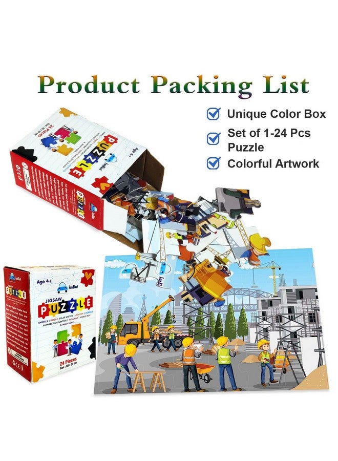 FunBlast Jigsaw Puzzles for Kids, Building Construction Jigsaw Puzzles for Kids, Floor Puzzle for Children, Learning & Educational Jigsaw Puzzle Toys, 24 Pcs Puzzle (Multicolor) (Set-D) - Image 4