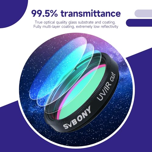 SVBONY Telescope Filter, 1.25" UV IR Cut Block Filter, Blocks Red Ultraviolet, Multi Coated Infra Keep Planetary Images Sharp, for CCD Digital Telescope Astrophotography - Image 2