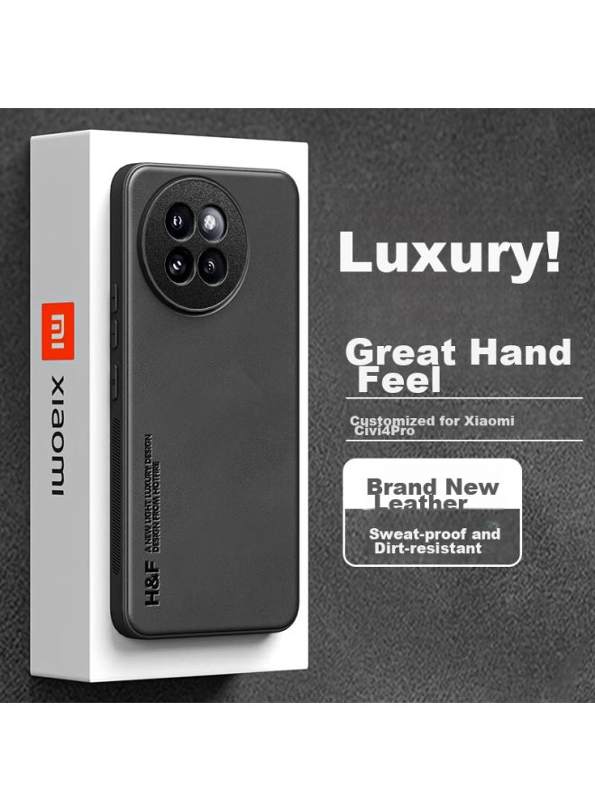 Hotfire Phone Case For Xiaomi Civi 4 Pro, Xiaomi Civi 4 Pro Protective Cover, Upgraded Skin-like Lambskin Matte Lens Full Protection Silicone Case For Men And Women - Midnight Black - Image 1