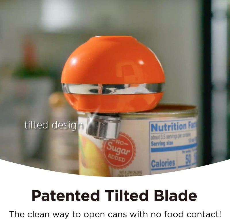 Kitchen Mama Mini Electric Can Opener Smooth Edge: Opens Can with One Press - Ultra-Compact, Hands-Free, Safe, Cordless, Seniors with Arthritis, Automatic, Battery Operated Appliances (Orange) - Image 4