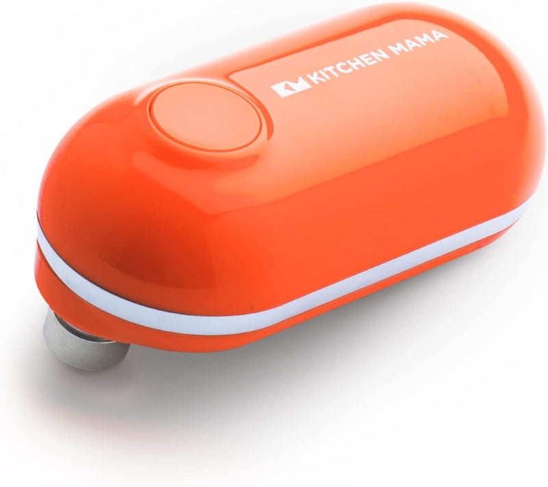 Kitchen Mama Mini Electric Can Opener Smooth Edge: Opens Can with One Press - Ultra-Compact, Hands-Free, Safe, Cordless, Seniors with Arthritis, Automatic, Battery Operated Appliances (Orange) - Image 1
