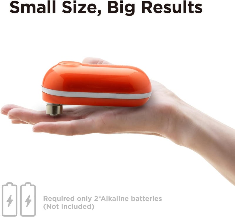 Kitchen Mama Mini Electric Can Opener Smooth Edge: Opens Can with One Press - Ultra-Compact, Hands-Free, Safe, Cordless, Seniors with Arthritis, Automatic, Battery Operated Appliances (Orange) - Image 3